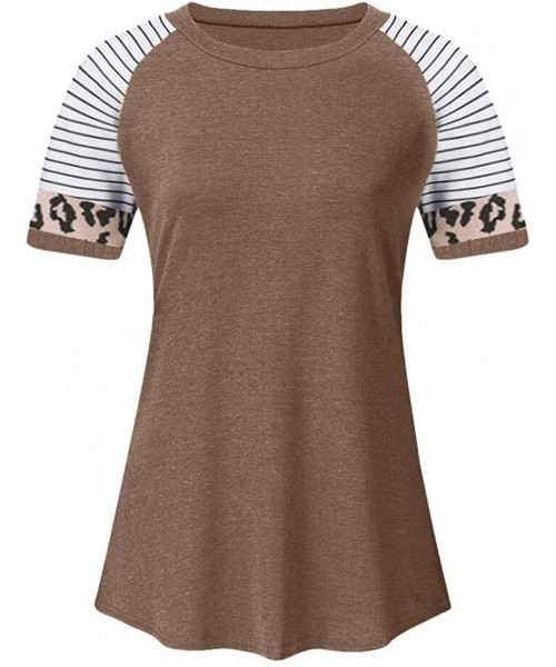 Sets Women's T Shirt Short Sleeve Summer Loose Twist Knot Casual Tunic Blouse Tanks Vest Tops - Coffee.c - CF193MASEZZ