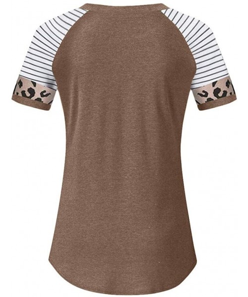 Sets Women's T Shirt Short Sleeve Summer Loose Twist Knot Casual Tunic Blouse Tanks Vest Tops - Coffee.c - CF193MASEZZ