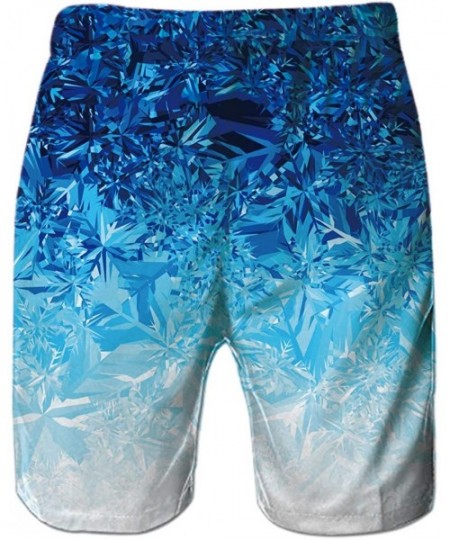 Trunks Mens Swim Trunks Summer Cool Quick Dry Board Shorts Bathing Suit with Side Pockets Mesh Lining S-XXXL - Blue Ice - CW1...