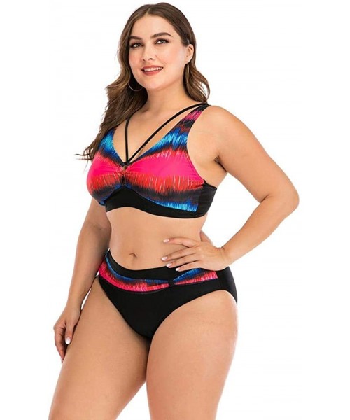 Sets Women's Two Piece Bikini Swimsuits Plus Size Bathing Suits High Waisted Swimwear - Red - CP199S0C8S5