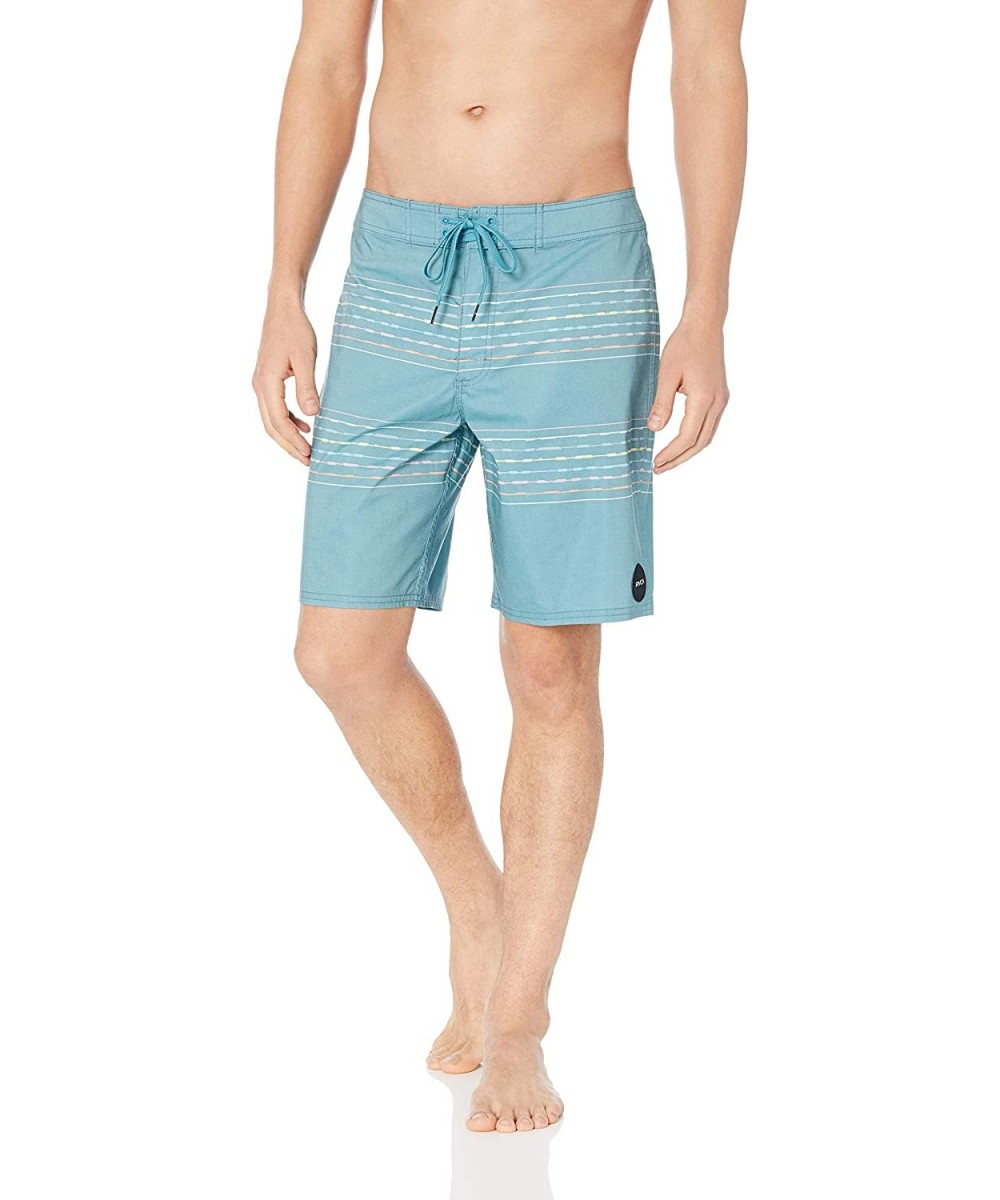 Board Shorts Men's Double Vision Striped 19" Boardshort - Cascade Blue - CK18ELXU7NE