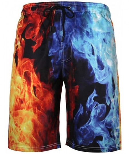 Board Shorts 2019 Men's Beach Shorts Quick-Dry 3D Printed Tracksuit Pants - Blue Tropical Floral - C718Y945TTG