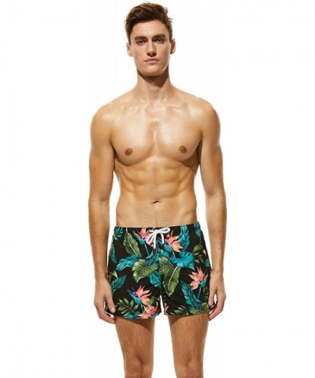 Trunks Men's Swim Trunks Quick Dry 3D Printed Beach Shorts with Pockets - 81303 Black - CS18U2RSEMH