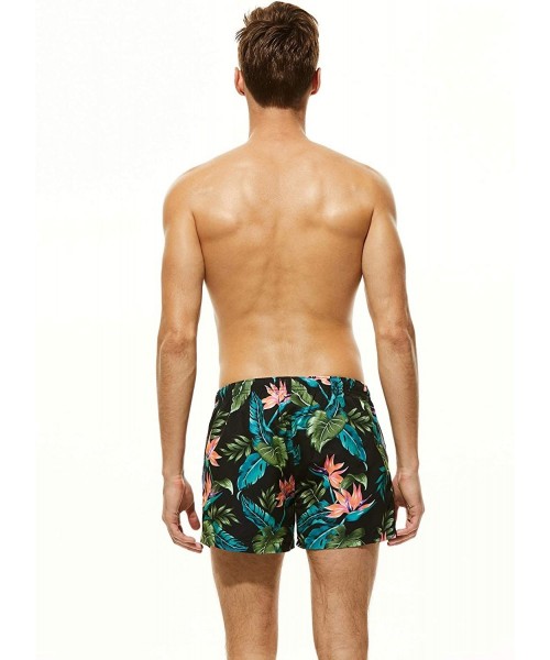 Trunks Men's Swim Trunks Quick Dry 3D Printed Beach Shorts with Pockets - 81303 Black - CS18U2RSEMH