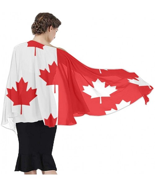 Cover-Ups Women Girls Fashion Chiffon Beach Bikini Cover Up Sunscreen Wrap Scarves - White and Red Canada Flag Maple - C1190H...