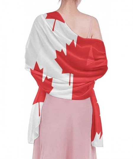 Cover-Ups Women Girls Fashion Chiffon Beach Bikini Cover Up Sunscreen Wrap Scarves - White and Red Canada Flag Maple - C1190H...