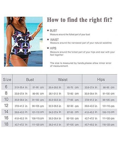 One-Pieces Women Vintage Printed Tankini Set Push Up Padded Sporty Swimsuit Plus Size Swimwear S-XXL - B-blue2 - CX18X2A0NWR