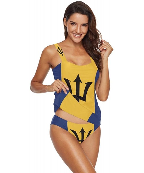 Sets Barbados Flag Womens Two Piece Bikini Set Swimwear Beachwear - Barbados Flag - CL18TTQ633X