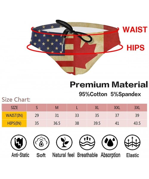 Briefs American and Canadian Flags Men's Drawstring Sport Swimsuit Sexy Swim Briefs Bikini Swimwear Board Shorts - Black - CF...