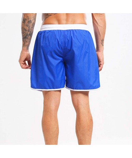 Racing Men's Swim Drawstring Trunks Quick Dry Beach Surfing Running Swimming Shorts - Blue - CA18SHZYXSO