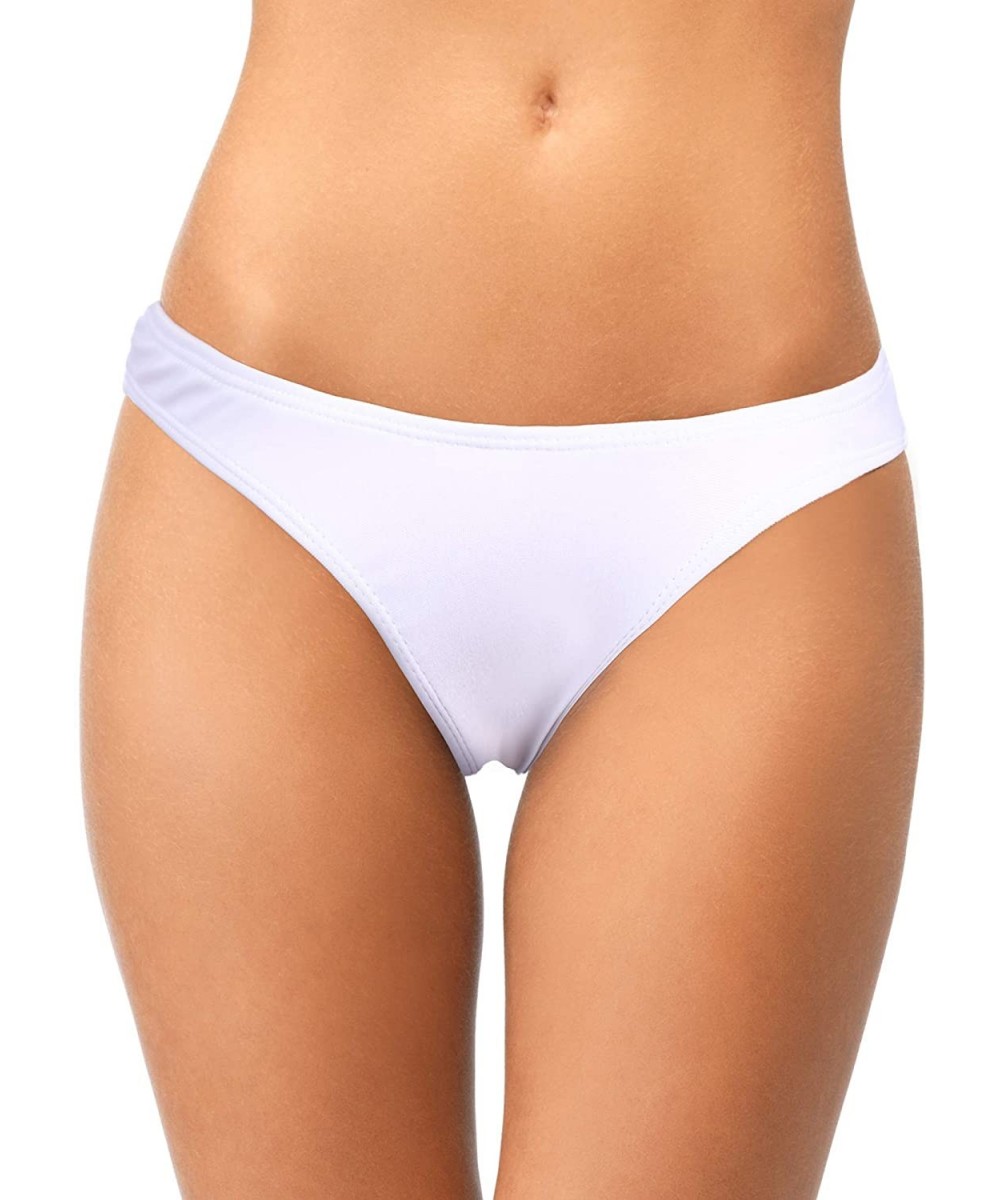 Tankinis Women's Bikini Bottom Brazilian Cut Bikini Underwear Solid Color Thong Bikini - White - CS18QEH5HDI