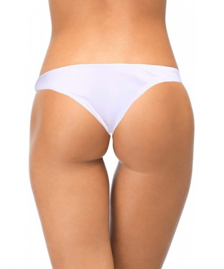 Tankinis Women's Bikini Bottom Brazilian Cut Bikini Underwear Solid Color Thong Bikini - White - CS18QEH5HDI