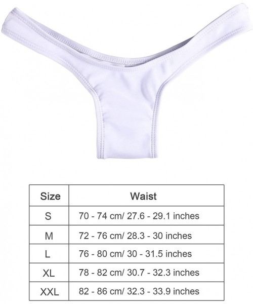 Tankinis Women's Bikini Bottom Brazilian Cut Bikini Underwear Solid Color Thong Bikini - White - CS18QEH5HDI