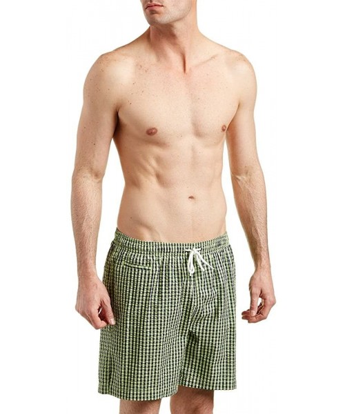 Trunks Men's San O 6.5 Inch Gingham Swim Trunk - Marine/Mint - CY12MZO9YET