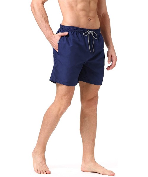 Board Shorts Men's Swim Trunks Quick Dry Beach Swim Shorts with Mesh Liner Bathing Suits - Navy Blue1 - CW194OWU3A5