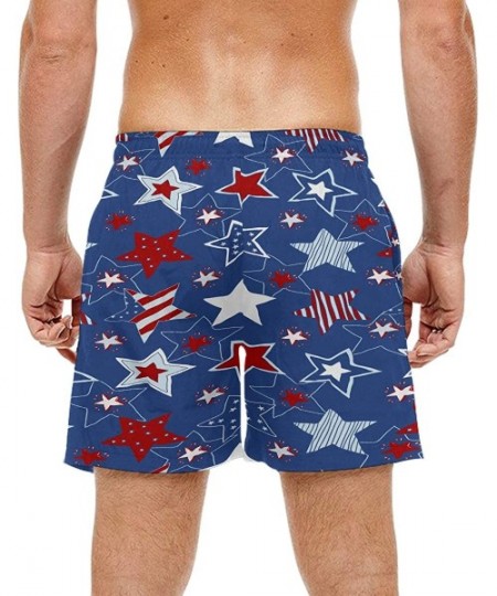 Board Shorts Mens Casual Shorts 4th of July Stars and Stripes Elastic Waist Men Shorts for Beach with Mesh Lining/Side Pocket...