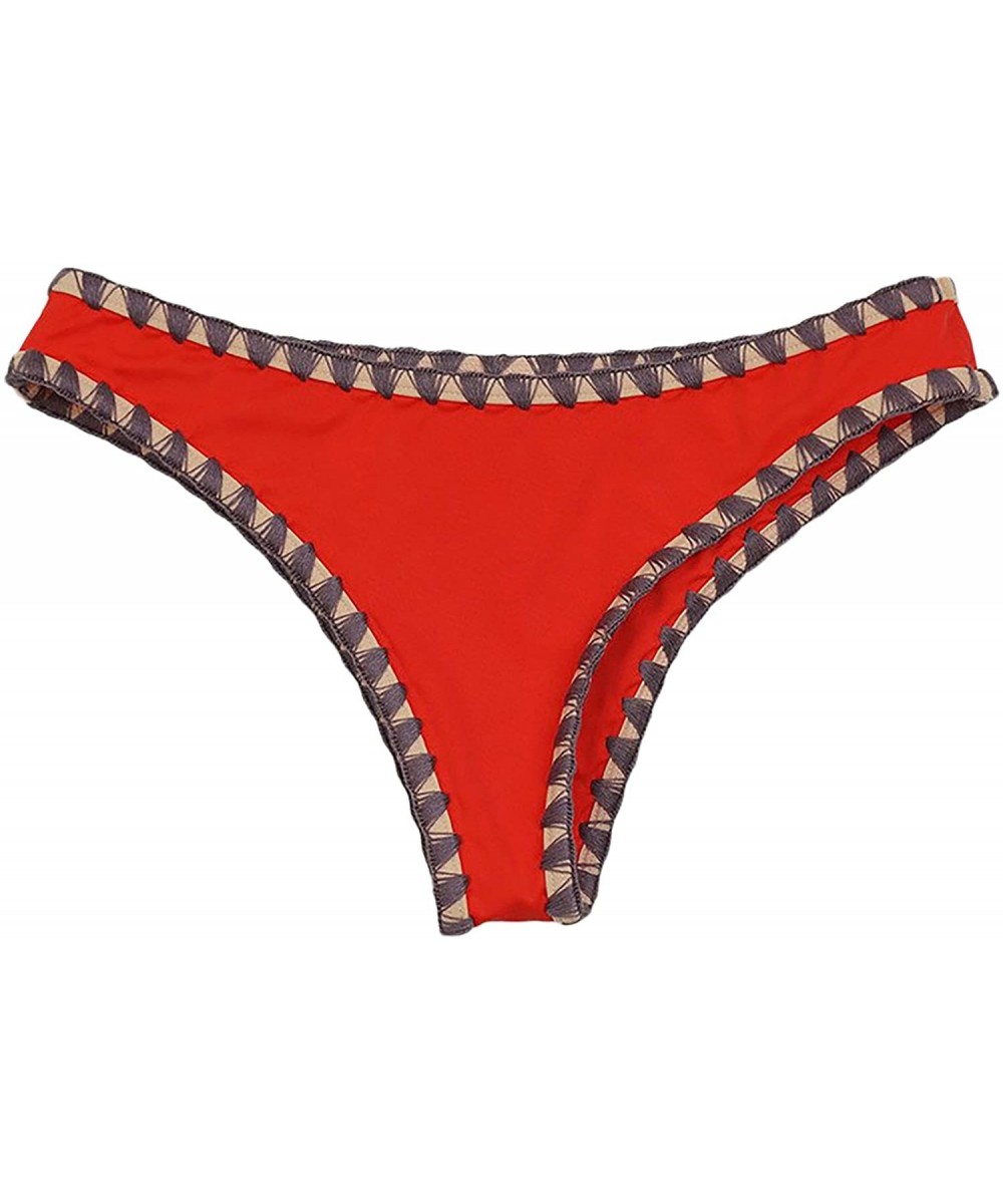 Bottoms Women's Tricolor Bottom with Shell Stitch - Red - CP18DLDMHZY